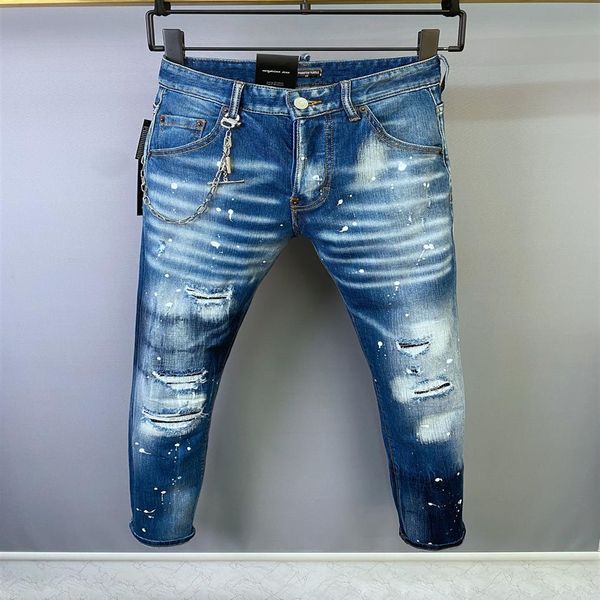 

dsq phantom turtle men's jeans classic fashion man jeans hip hop rock moto mens casual design ripped jeans distressed skinny 256z, Blue