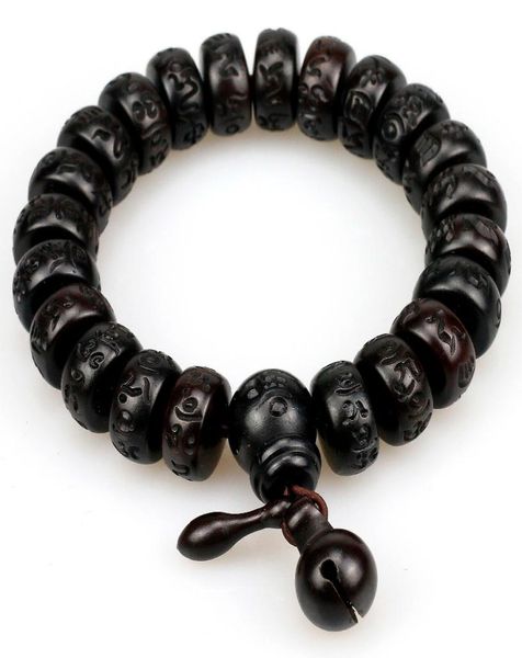 

natural wood tibetan buddhist male bracelet lightning stroke jujube beads meditation men mantra bracelet women yoga jewelry6715337, Black