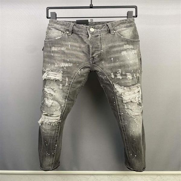 

mens jeans skinny distress ripped destroyed stretch biker denim white black blue slim fit hip hop pants for men size 44-54 qua249f
