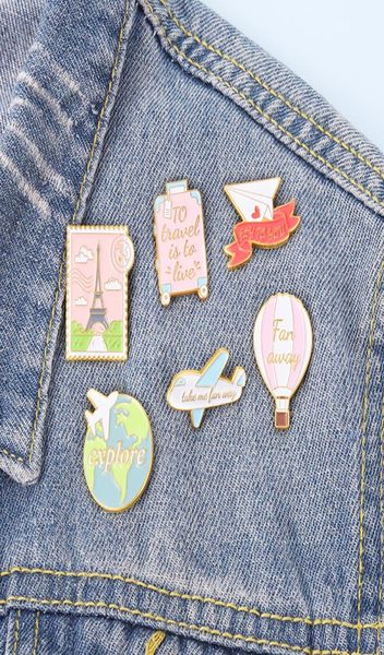 

plane balloon enamel brooches pin for women fashion dress coat shirt demin metal funny brooch pins badges promotion gift1839891, Gray