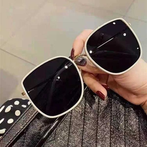 

korean new fashion girl summer sun proof round face polarized women's uv protection mesh red large frame sunglasses, White;black