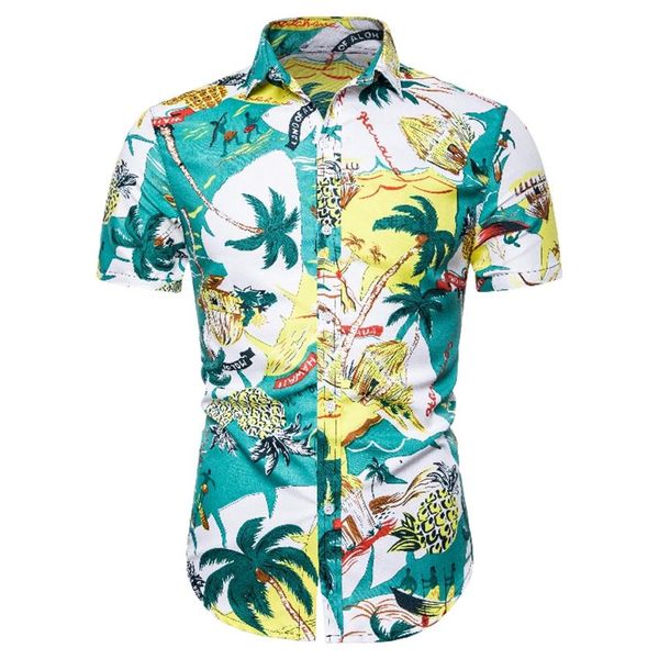 

7 colors hawaiian floral men's short sleeve shirt fashion short sleeve shirt2504, White;black