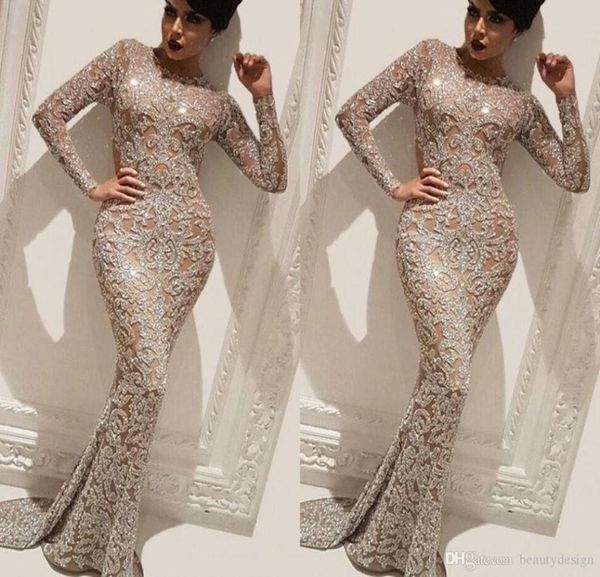 

sparkly long sleeves mermaid arabic dubai prom dresses jewel neck event evening party pageant gowns plus size abendkleider robe de7737334, White;red