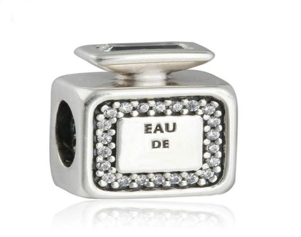 

new authentic 925 sterling silver signature scent perfume bottle charms beads pave clear crystal for beads bracelet diy fine jewel8267847, Black