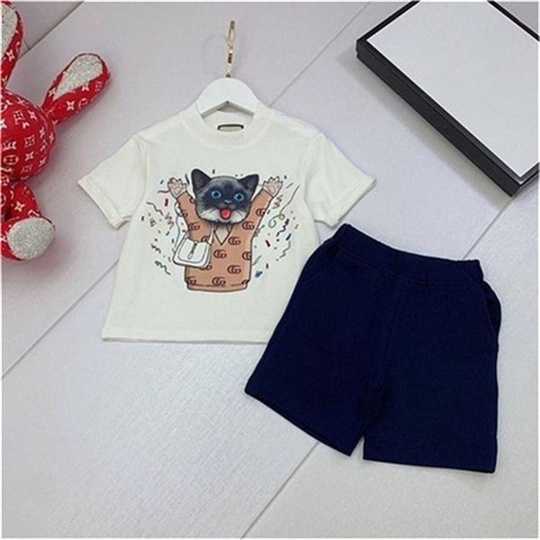

2023 new summer and autumn children's pure cotton short sleeve set children's short sleeve shorts men's and women's luxu, White