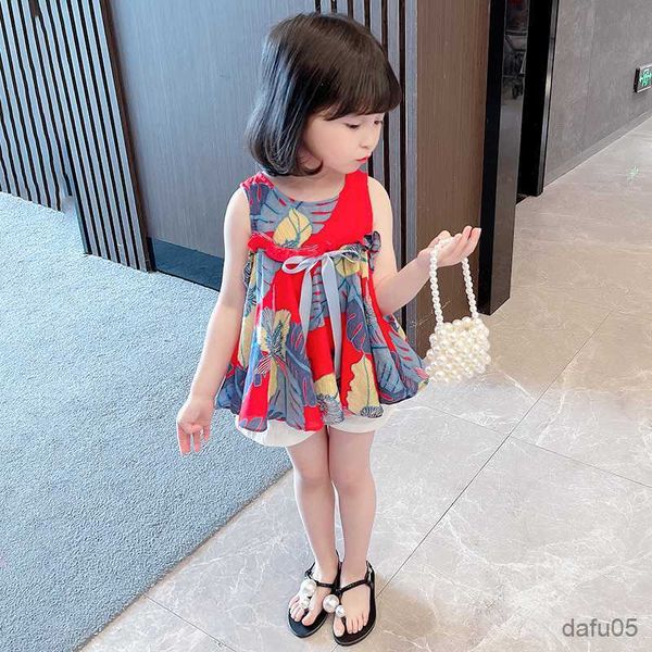 

clothing sets summer clothes girls leaf pattern clothes for girls vest short girls clothes casual style childrens clothing r230812, White