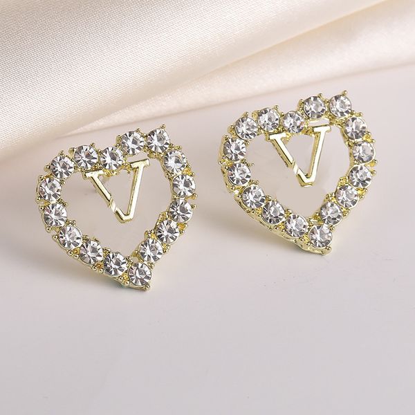 

designer earrings letters stud earring crystal women rhinestone wedding christm party jewerlry accessories gifts 20style, Golden;silver