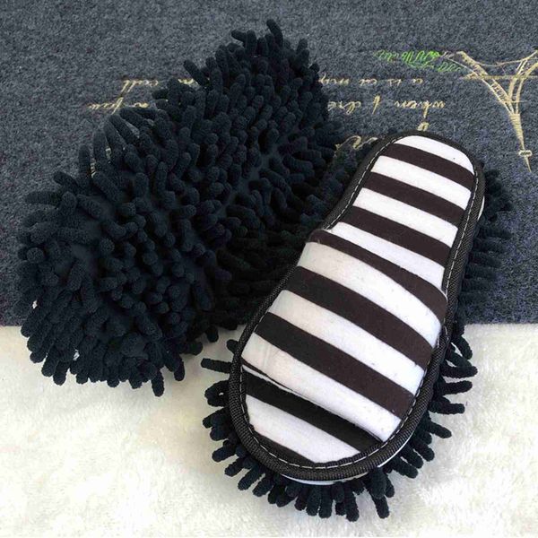 

slippers 1 pair microfiber dust mop slippers lazy quick cleaning floor cleaning slipper washable home shoes home bathroom cleanning tools, Black