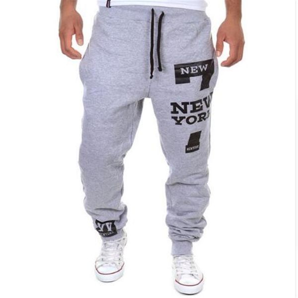 

2019 new men 7 new york letter print sweatpants joggers male loose cotton hip pop casual trousers pants plus size213b, Black
