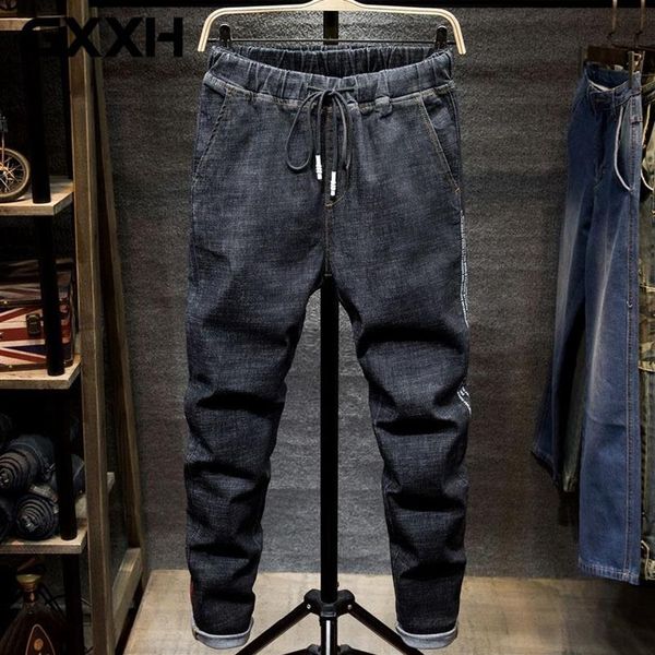 

men's jeans stretch denim trousers large big size 5xl 6xl 7xl black man plus 44 46 48 harem pants autumn elastic blue244q, Blue