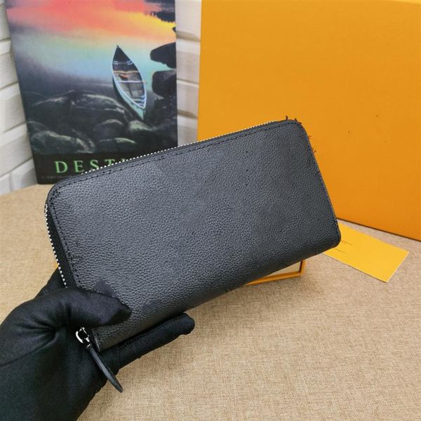 

designer mens lris long purse genuine leather mini clutch bags wallet men womens laser drilling monograms pattern credit business 251o, Red;black