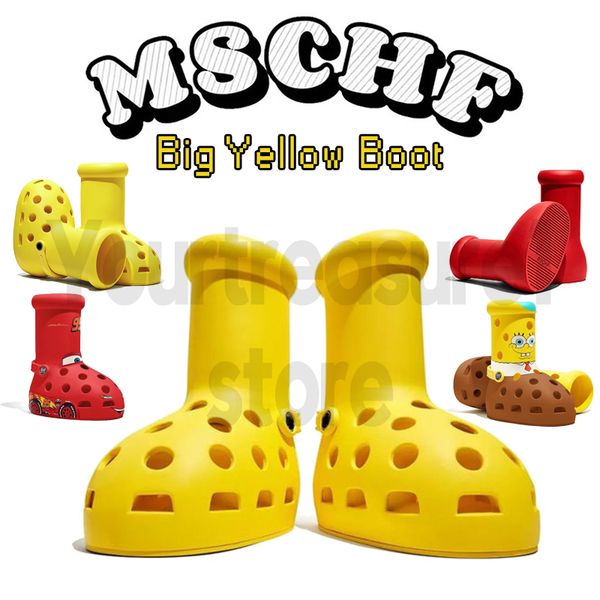 

mschf designer shoes big yellow boot designer boots big red boots designer womens astro boy boots thick bottom non-slip rain booties rubber, Black