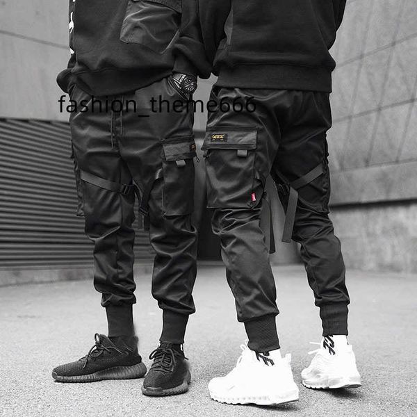 

godlikeu mens pants tactical cargo casual fashion skinny elastic waist harem jogging running trousers, Black