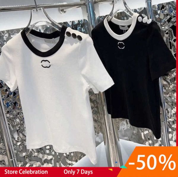 

womens t shirt designer for women shirts with letter and dot fashion tshirt with embroidered letters summer short sleeved tee woman clothin, White