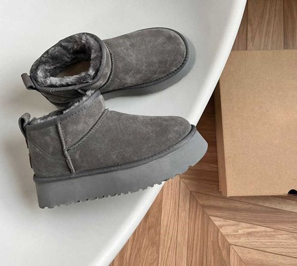 

boots women winter ultra mini boot designer australian platform boots for men real leather warm ankle fur booties luxurious shoe uggies eu44, Black