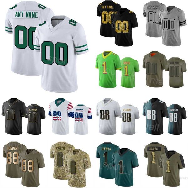 

men football 98 jalen carter jerseys 3 nolan smith 1 jalen hurts 14 kenneth gainwell 35 boston scott 22 trey sermon 11 a.j. brown 6 devonta, Black;red