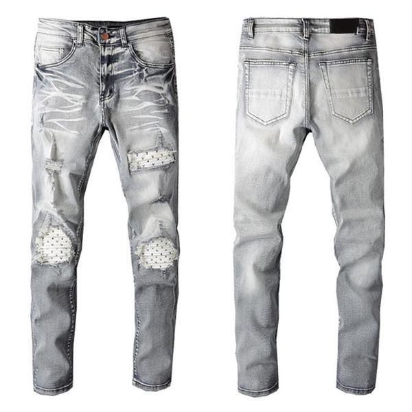 

mens jeans designer heavy industry holes pants ripped blue stripe vintage style hole fashion men jean slim motorcycle biker causal2565