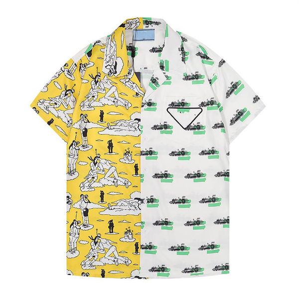 

22ss luxury designer shirts men's fashion tiger letter v silk bowling shirt casual shirts men slim fit short sleeve dress shi270w, White;black