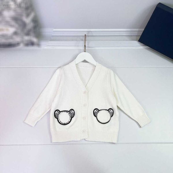 

luxury designer kids cardigan v-neck single breasted baby knitted sweater size 100-160 cm long sleeved pure white baby jacket, Blue