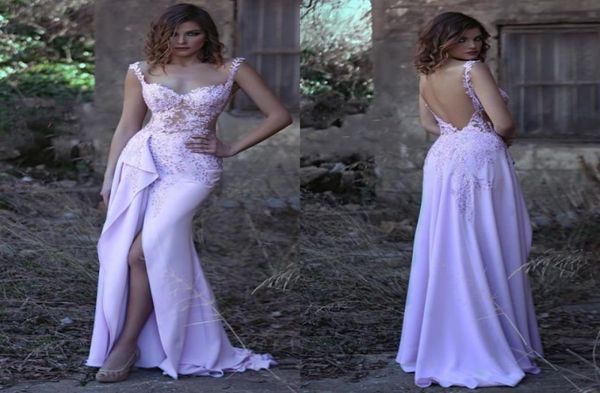 

2018 arabic chiffon long prom dresses beads lace applique sweetheart sleeveless party dress glamorous side slit mermaid eveni5537455, Black