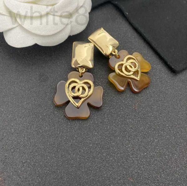

charm designer new four leaf grass large peach heart small fragrant wind c family hawksbill 925 silver needle ear studs temperament female e, Golden