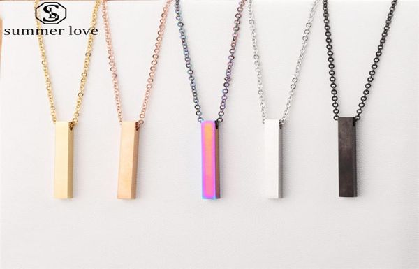 

2020 new colorful rectangle pendant necklace for women men trendy simple stainless steel chain necklace jewelry gift wholez3075750, Silver