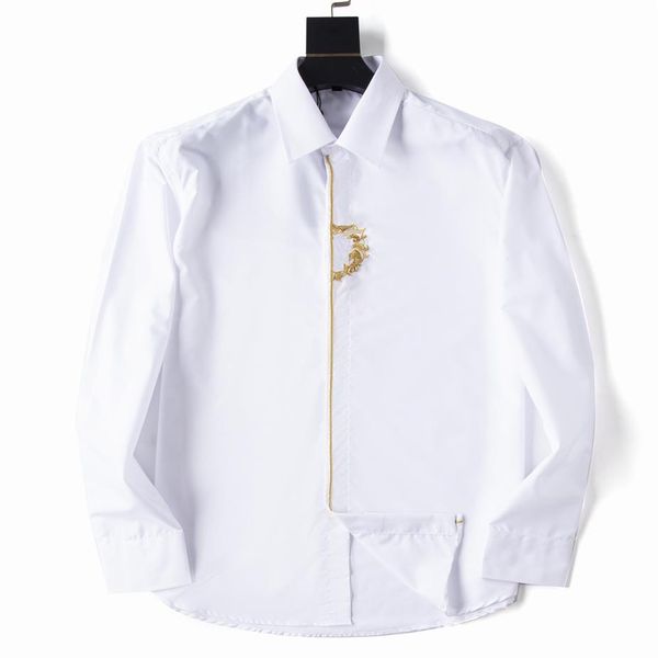 

2021 designers mens dress business fashion casual shirt brands men spring slim fit shirts chemises de marque pour hommes# -3xlmen292i, White;black