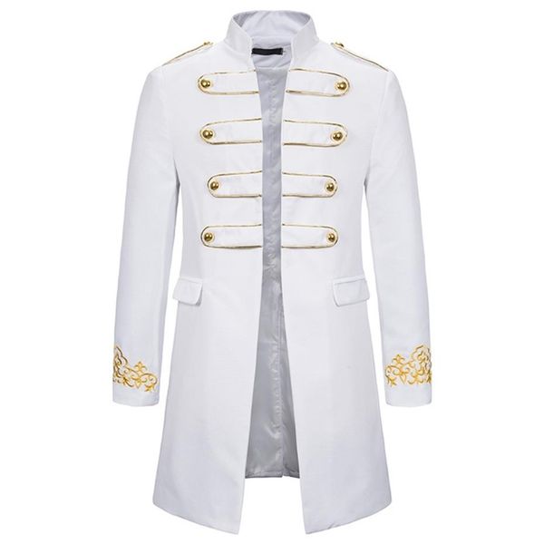 

white stand collar embroidery blazer men military dress tuxedo suit jacket nightclub stage cosplay masculino 210904273r, White;black