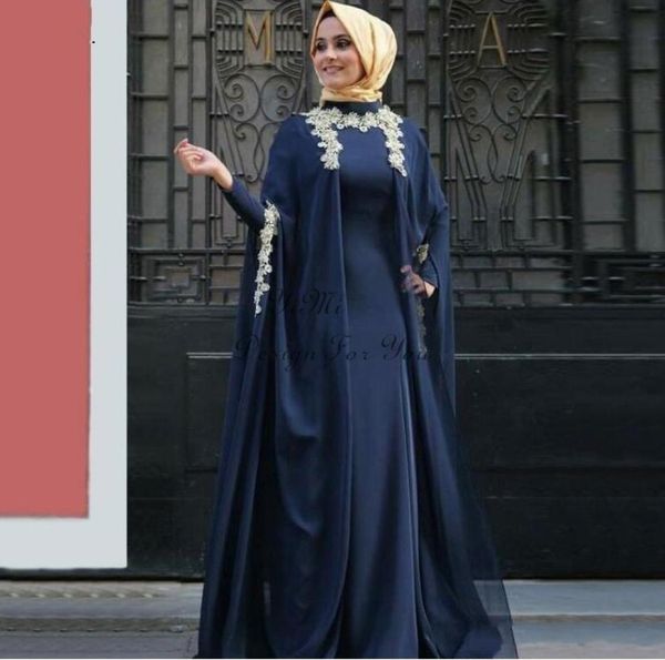 

dark navy muslim mermaid evening dresses 2020 long sleeve floor length white appliques long formal prom party gowns special occasi1615463, Black;red