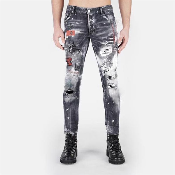 

dsq phantom turtle jeans men jean mens luxury designer skinny ripped cool guy causal hole denim fashion brand fit jeans man washed214g, Blue