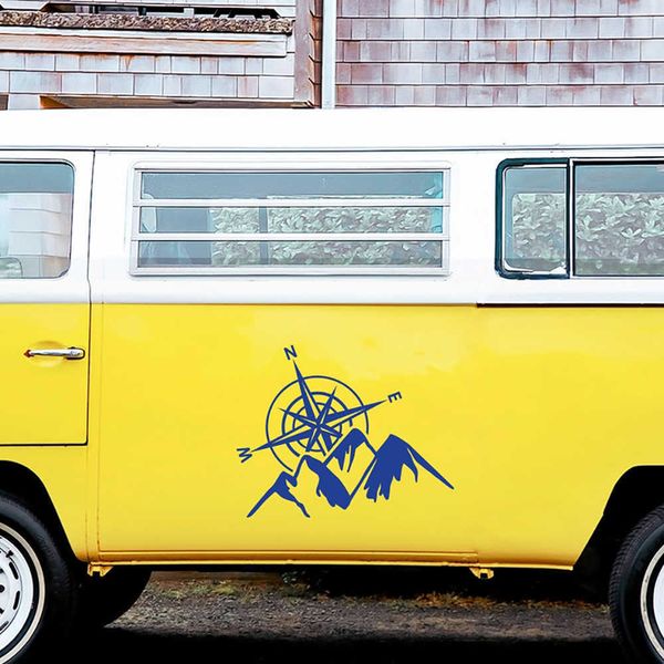 

car styling compass and mountain stickers camper vans motorhome decor vinyl decals accessories waterproof decoration r230812