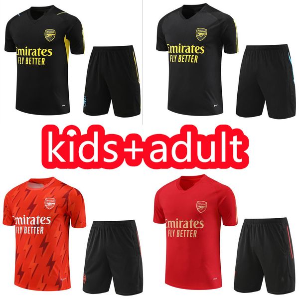 

arsen 23 24 tracksuit short sleeve soccer jerseys pepe saka boys gunners training suit odegaard thomas tierney smith rowe transport men kids, Black