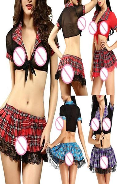 

massage lingerie set student cosplay women fashion plaid skirt underwear lace set necktietemptation young school girl un2354895