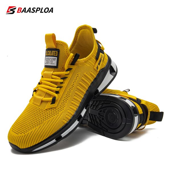 

height increasing shoes baasploa lightweight running shoes for men casual men's designer mesh sneakers lace-up male outdoor sports walk, Black;white