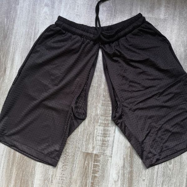 

men's pants summer ice silk casual doubleheaded invisible zipper opencrotch outdoor convenience shorts men fashion 230811, Black