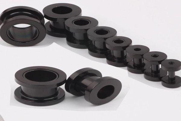 

100pcslot mix 210mm stainless steel screw black ear plug flesh tunnel piercing body jewelry8751738, Silver