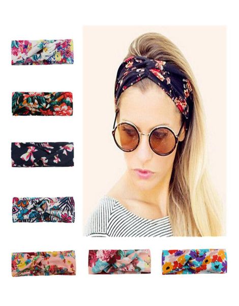 

girls floral hair bands ladies little flower crossknotted hair band big girls headwear women printed headbands 061582588, Slivery;white
