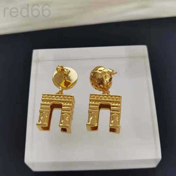 

charm designer saijia/celi style arc de triomphe minimalist three-dimensional relief personalized classic mesh red earrings and 0lyy, Golden
