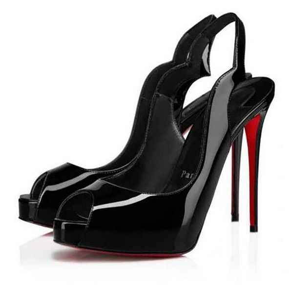 

women fish mouth waterproof platform sandal shoes back wrap heel shallow cut shoes one ultrahigh heel casual luxury wedding dress lady shoes, Black