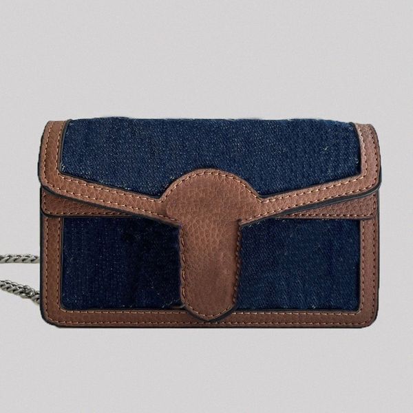 

designer bag luxury chain classic plaid flower brand wallet vintage denim ladies brown leather handbag designers shoulder bag m5jv#