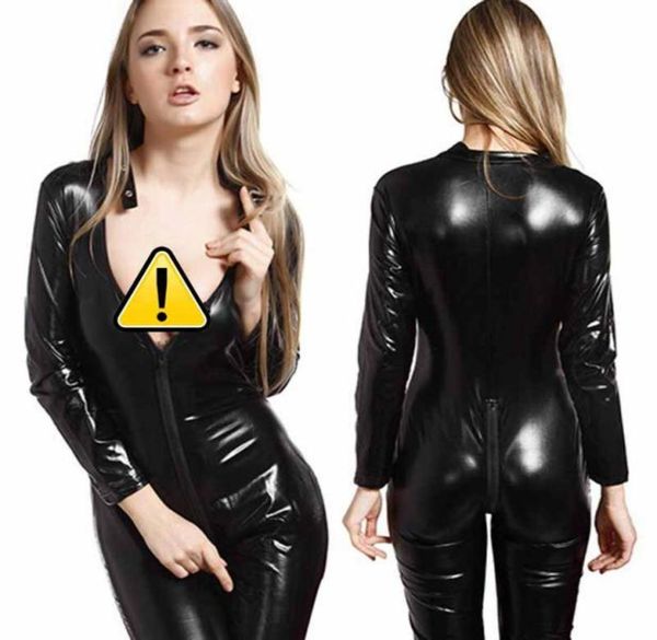 

women pu leather bodysuit jumpsuit zipper skinny pants bodycon lingerie rompers catsuit sleepwear night clubwear4265115, Red;black