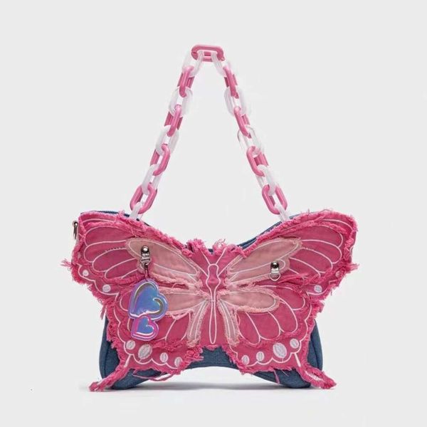 

cowboy butterfly color contrast pain bag acrylic chain single shoulder crossbody abnormal dopamine underarm bag