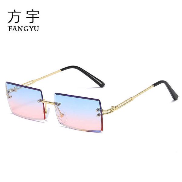 

new square frameless summer sunglasses popular metal fashion glasses, White;black