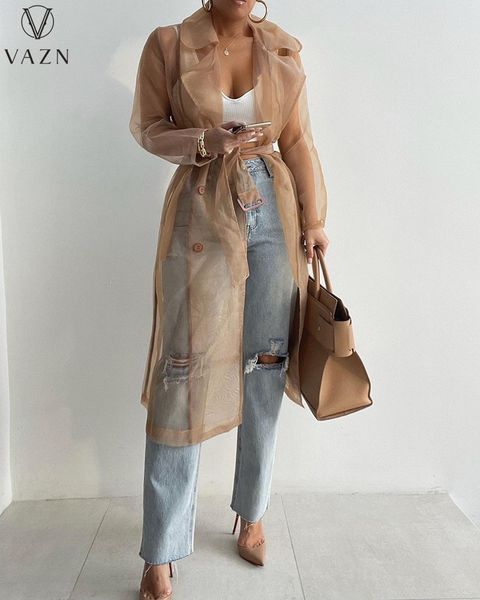 

women's jackets vazn fashion women holiday style long outwear sleeve lapel single breasted pure color lace 230811, Black;brown
