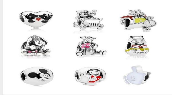

fits pandora sterling silver bracelet 20pcs dog bear tigger miki min beads charms diy european style charm fashion diy jewelry wom3717648, Black
