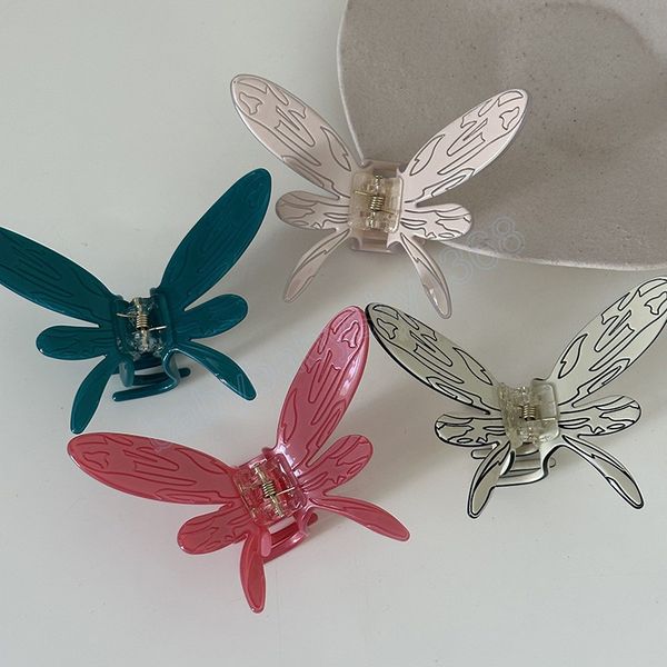 

french retro butterfly hair clips grabbers hair accessories back of the head coiled hair grasping acetate clips headwear, Slivery;white