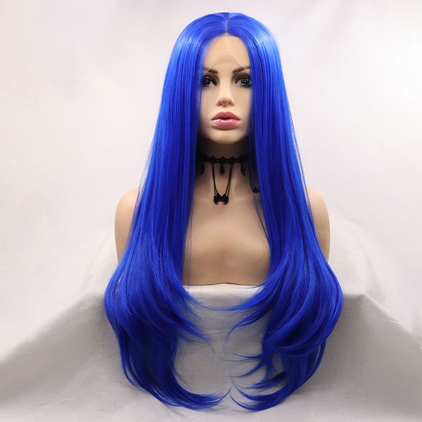 

24 inch long wavy synthetic fiber wig for women's high-temperature resistant role-playing wig, Black