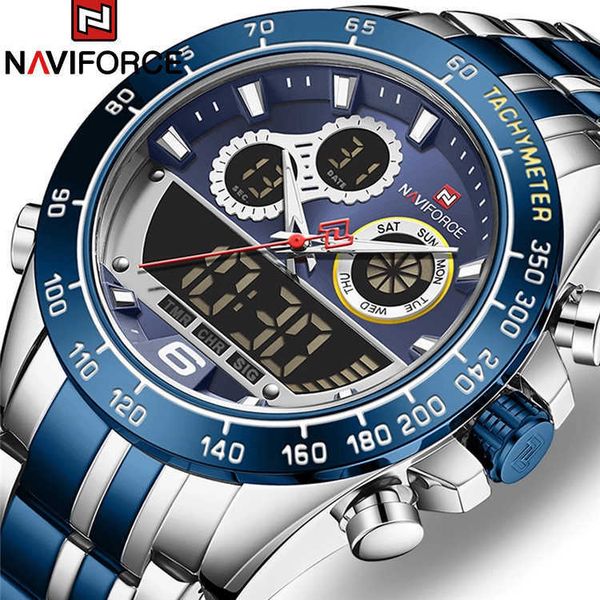 

naviforce 9188 luxury gold watches sport sport quartz digital chronograph wrist watch waterproof clock male relogio masculino, White;black
