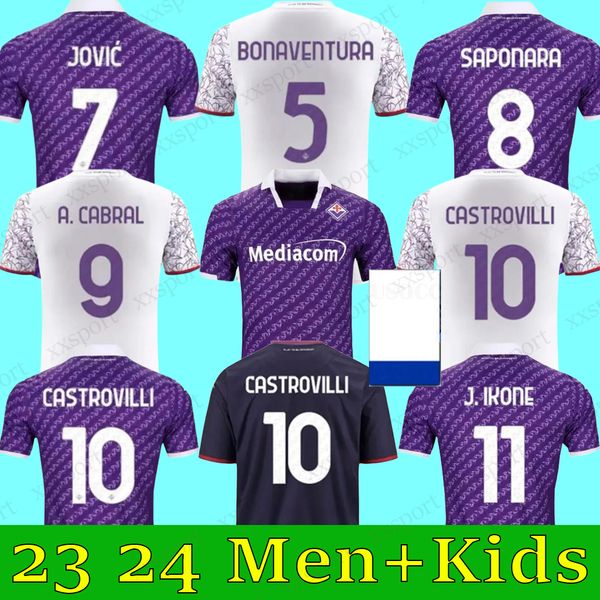 

2023 2024 fiorentina soccer jerseys j. ikone batistuta castrovilli erick florence jersey acf jovic a. cabral milenkovic 23 24 football men a, Black;yellow