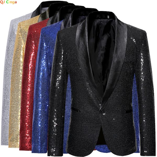 

men's suits blazers shiny gold sequin glitter embellished blazer jacket men nightclub prom suit coats mens costume homme stage clothes, White;black